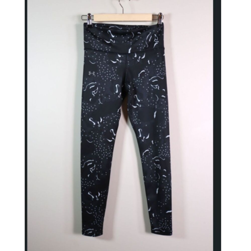 Under Armour ColdGear Compression Pants Black White Abstract Size S Petite